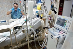 A critically ill patient receiving supportive care in the ICU
